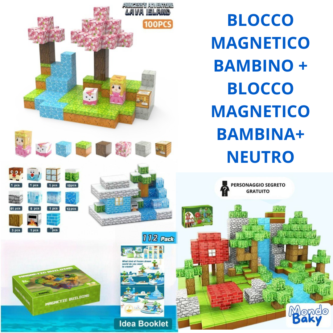 NUOVI BAMBINO+BAMBINA+NEUTRO "Mondi Magnetici" Costruisci, Impara, Crea.